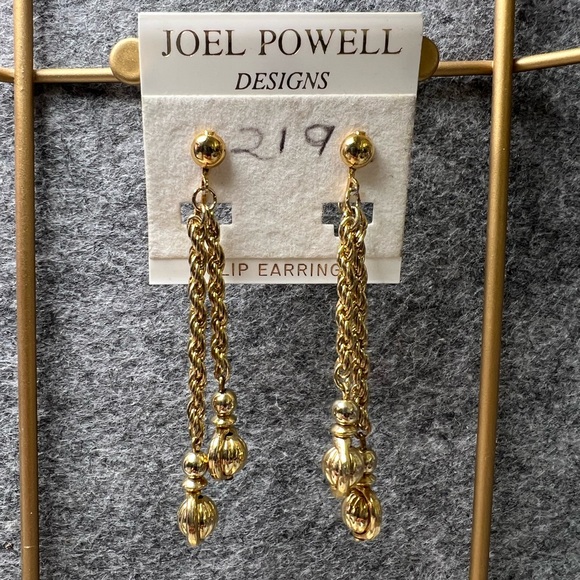Vintage Joel Powell Designs Clip Earrings Gold - Picture 2 of 8